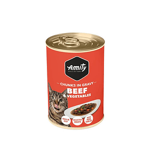 AMITY CHUNKS BEEF AND VEGETABLE ADULT CAT WET FOOD 415GR