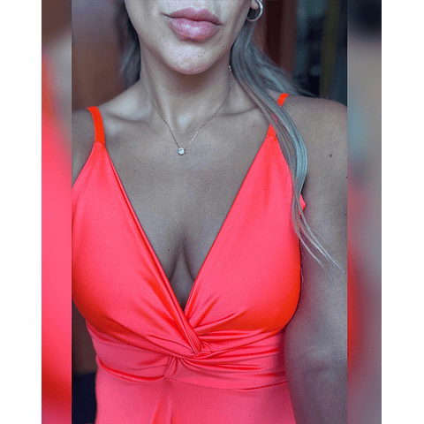 Maxi Vestido nudo lauren naranjo fluor 