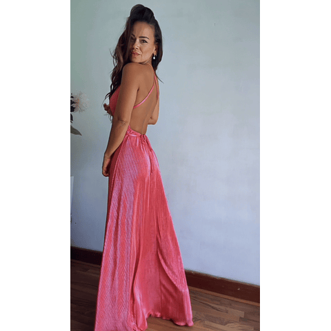 Vestido Multiforma Plisado Fucsia