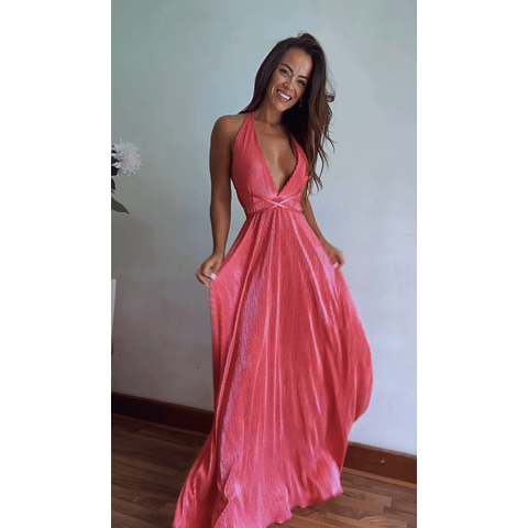 Vestido Multiforma Plisado Fucsia