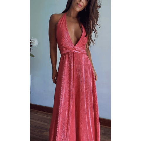 Vestido Multiforma Plisado Fucsia