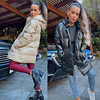 Puffer Jacket Larga Beige y Negra