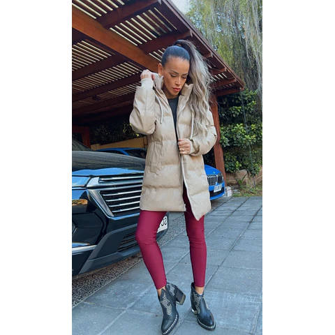 Puffer Jacket Larga Beige y Negra