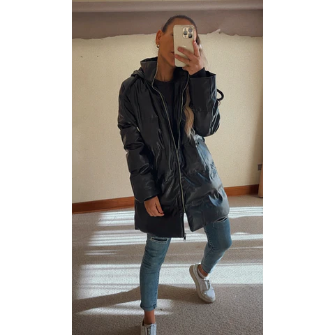 Puffer Jacket Larga Beige y Negra
