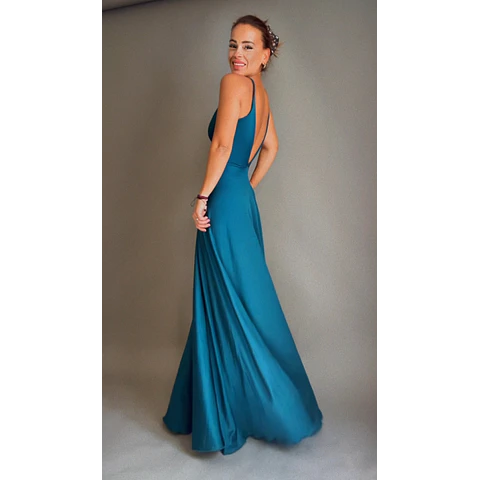 Maxi vestido nudo Lauren PETROLEO