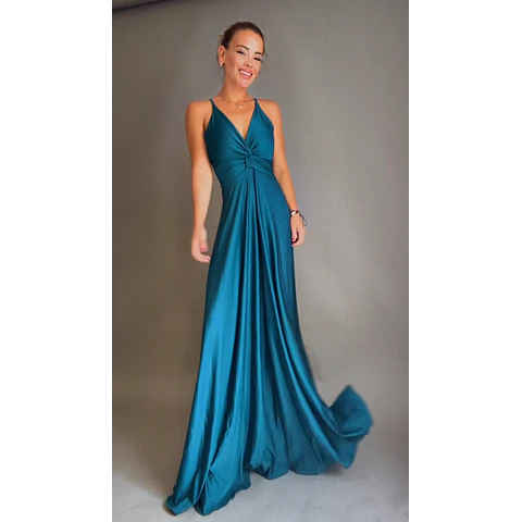 Maxi vestido nudo Lauren PETROLEO