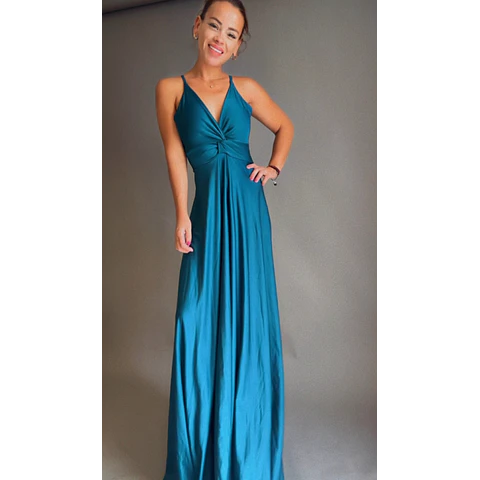 Maxi vestido nudo Lauren PETROLEO