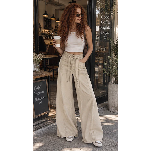 Jeans Palazzo  Crudo con Lazo