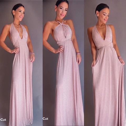 Vestido Multiforma Plisado Fucsia