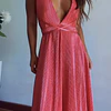Vestido Multiforma Plisado Fucsia