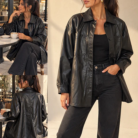 Camisa-Chaqueta Cuero Ecológico