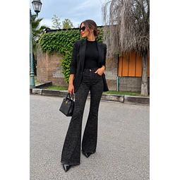 Jeans Flare Print Negro