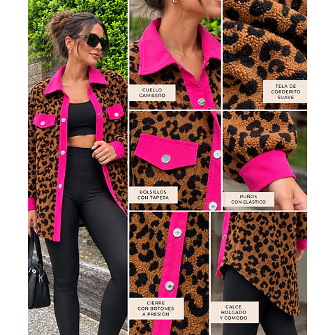 Camisón tipo chaqueta animal print 