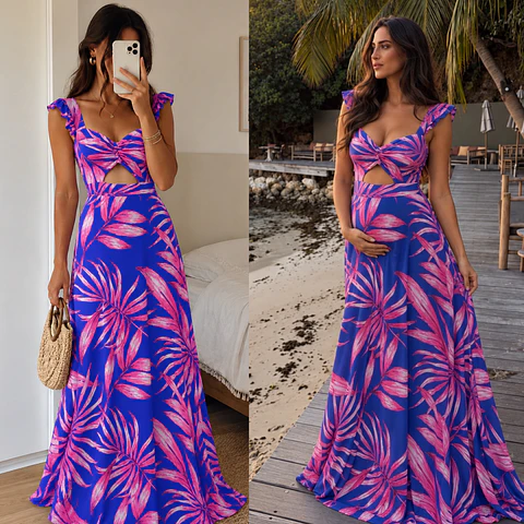 Vestido AMAIA FLORES FUCSIA