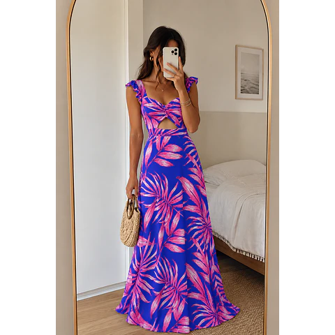 Vestido AMAIA FLORES FUCSIA