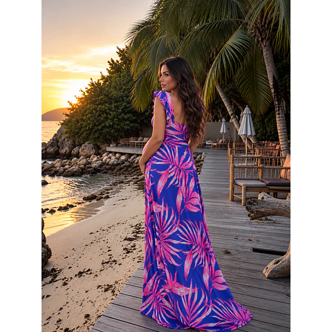 Vestido AMAIA FLORES FUCSIA