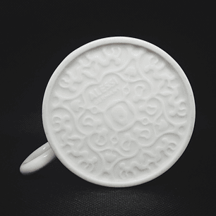 Taza de porcelana Alessi con relieve en base - 2011 en adelante