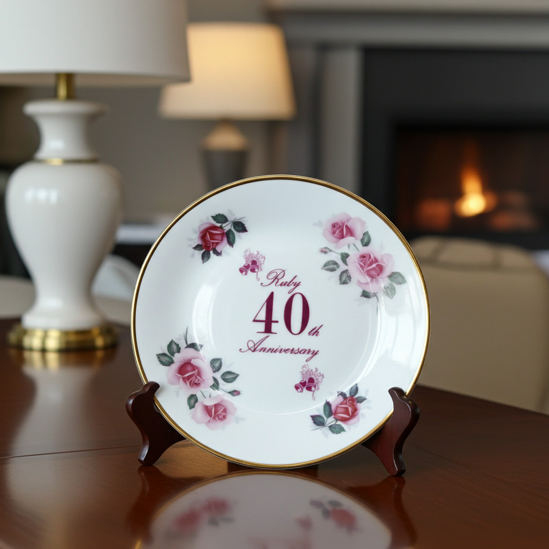 Plato decorativo porcelana inglesa 40º Aniversario 6