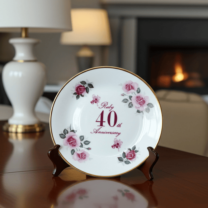 Plato decorativo porcelana inglesa 40º Aniversario 6