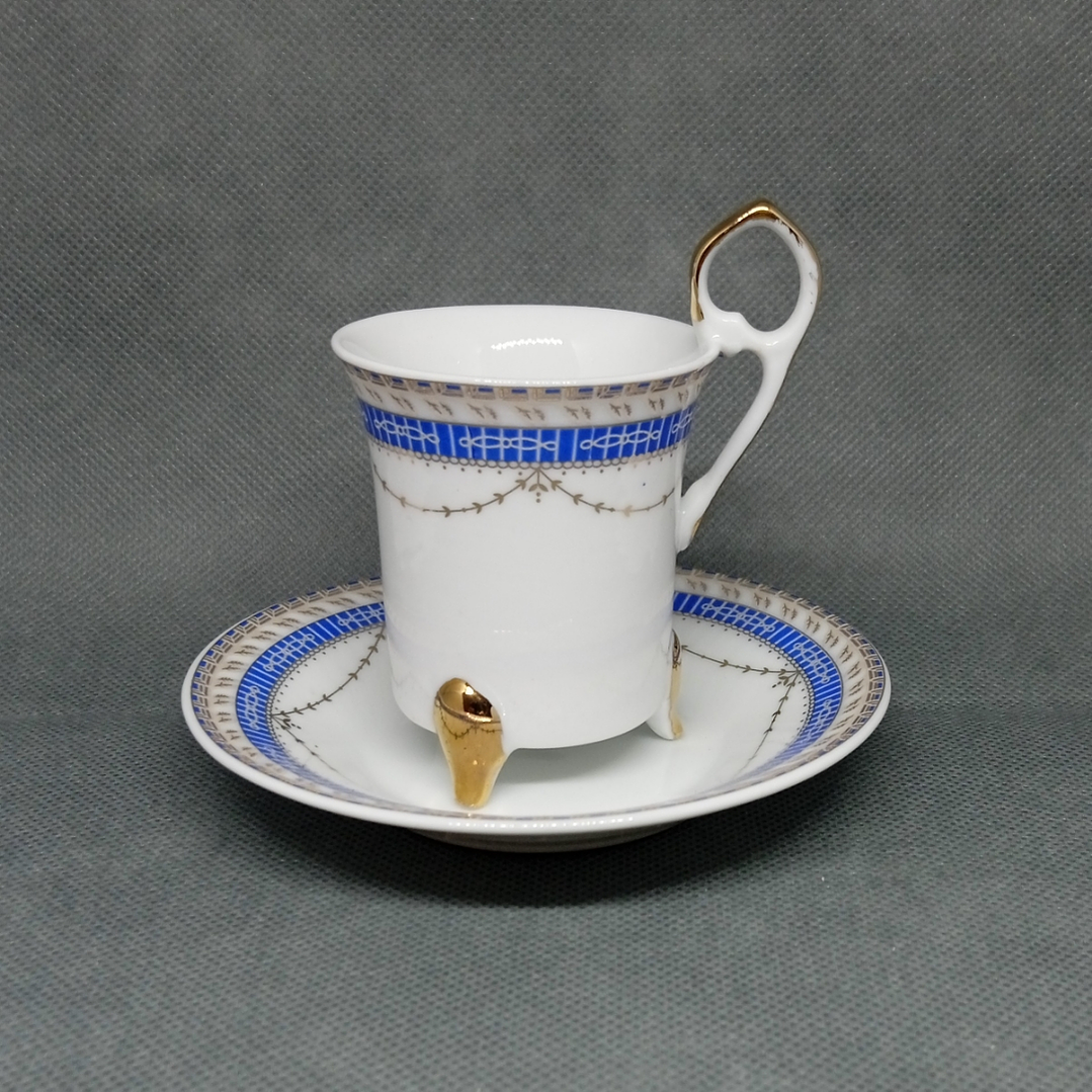 Taza y plato para café italianos de porcelana - años 70 1