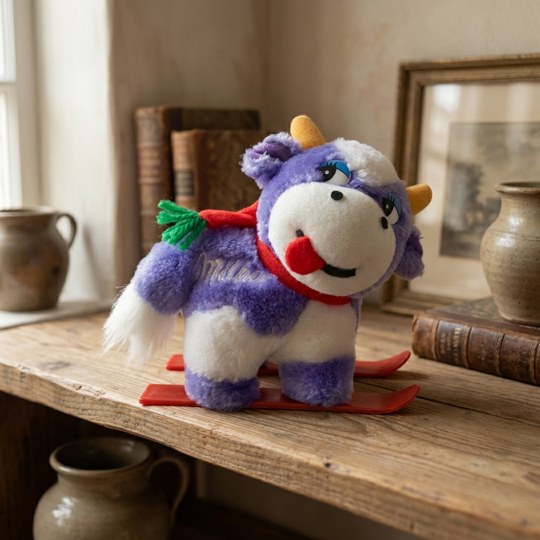 Peluche de vaca Milka en esquíes - Alemania, años 90 6