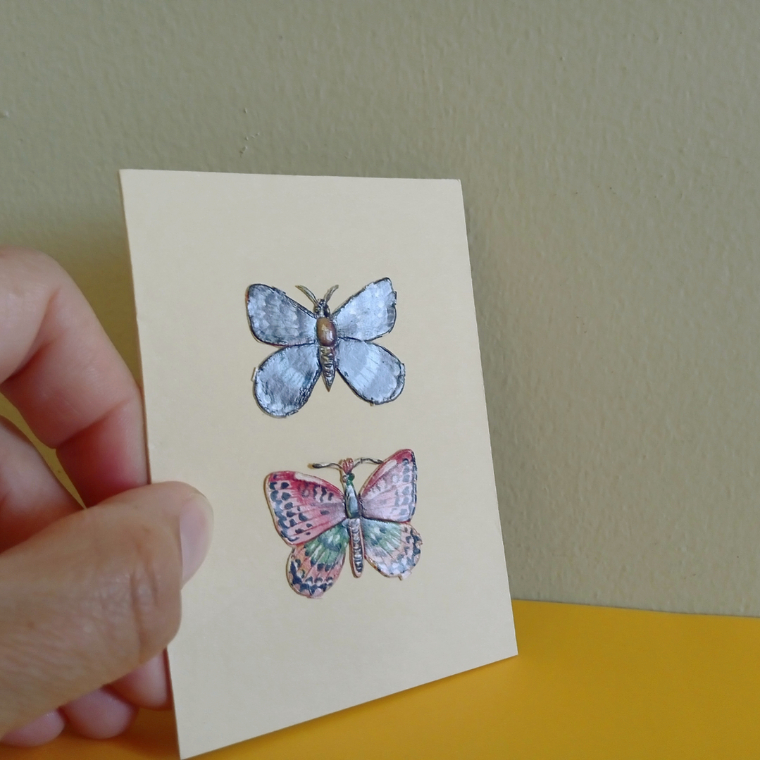 Set de 6 cromos vintage de mariposas, estilo victoriano - mediados siglo XX 3