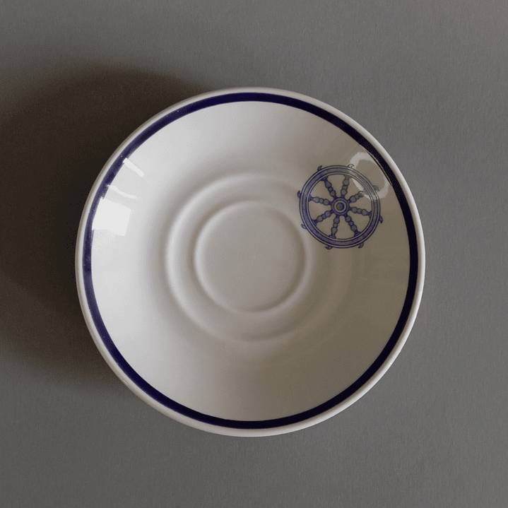 Juego de taza y plato de café Churchill, diseño náutico - Inglaterra años 90 4