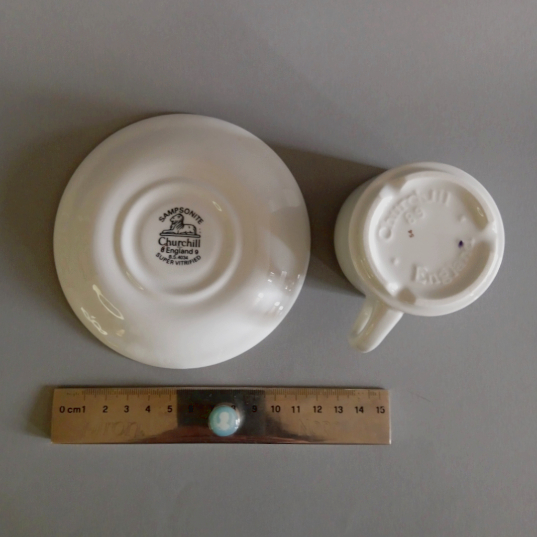 Juego de taza y plato de café Churchill, diseño náutico - Inglaterra años 90 5