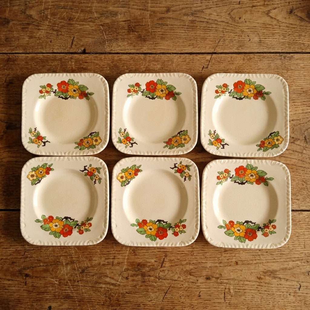 Seis platos decorativos ingleses - Staffordshire 1940 8