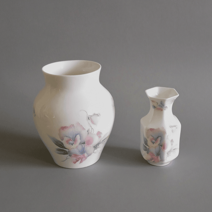 Pareja de floreros de porcelana inglesa Aynsley · años 80 1