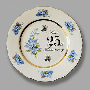 Plato decorativo de porcelana inglesa – 25° aniversario (bodas de plata)