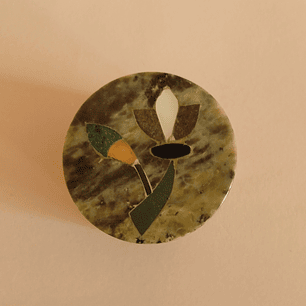 Joyero indio de piedra pulida con incrustación de nácar - años 70