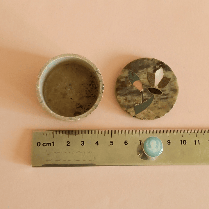 Joyero indio de piedra pulida con incrustación de nácar - años 70 5