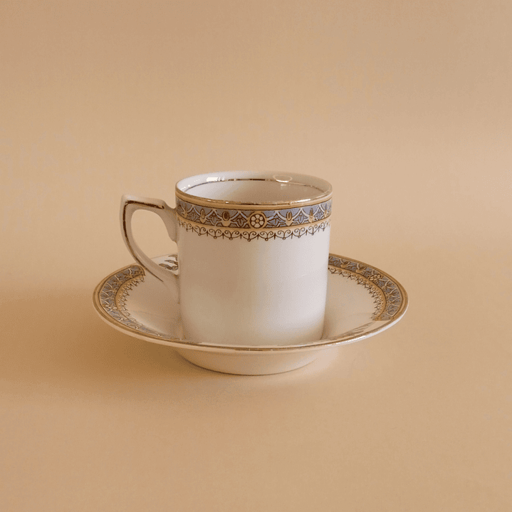 Taza y plato de café ingleses Alfred Meakin – vajilla hotelera histórica (ca. 1920) 1