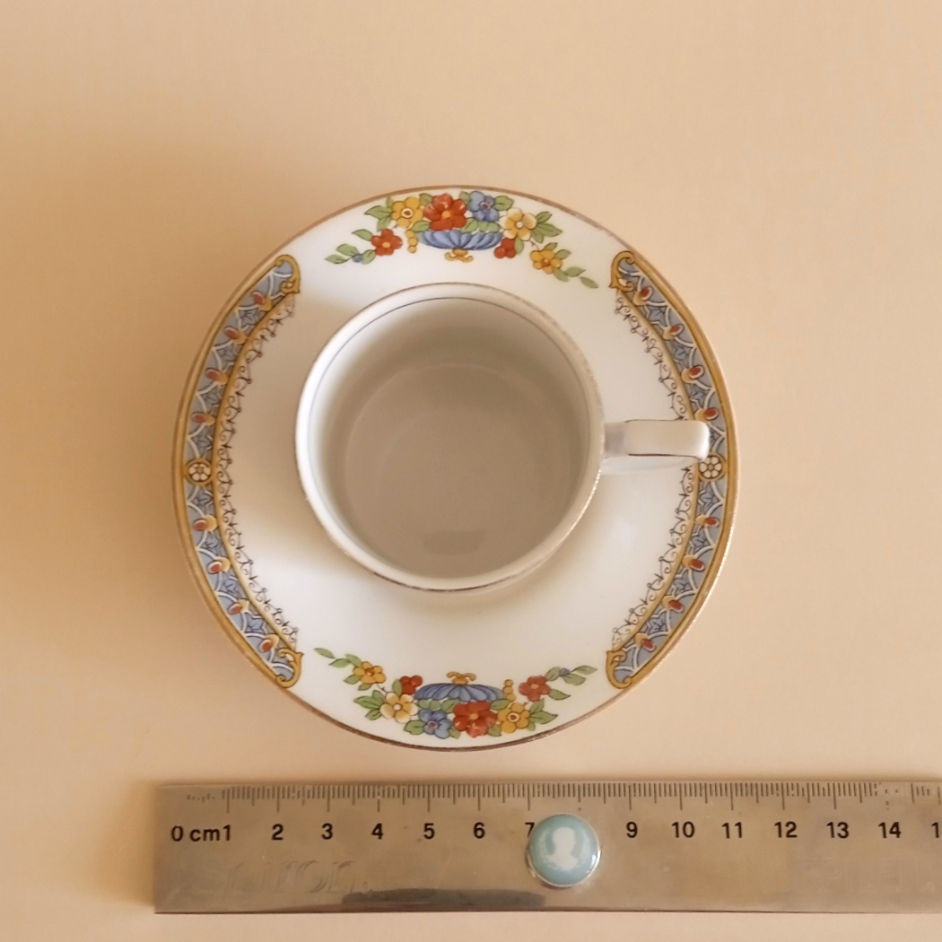Taza y plato de café ingleses Alfred Meakin – vajilla hotelera histórica (ca. 1920) 9