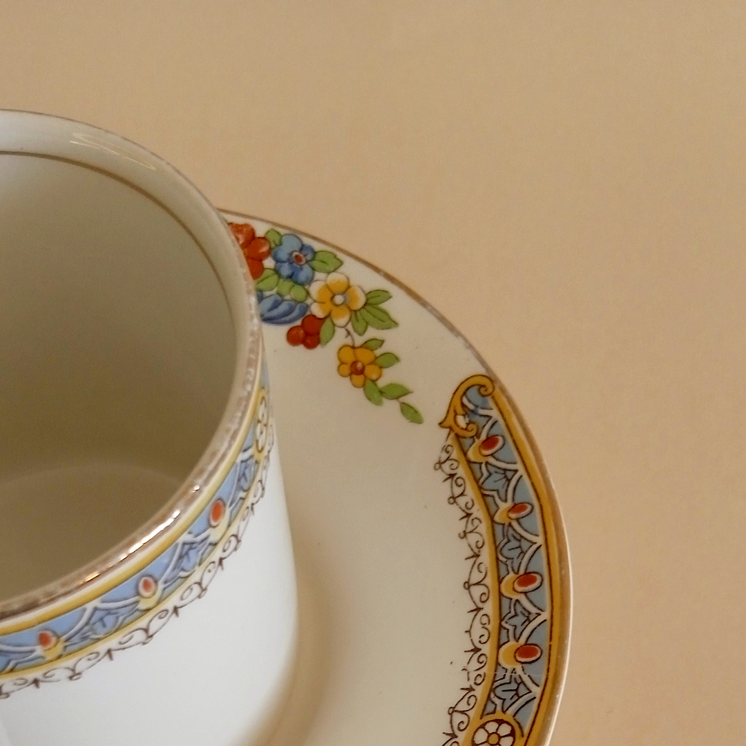 Taza y plato de café ingleses Alfred Meakin – vajilla hotelera histórica (ca. 1920) 4