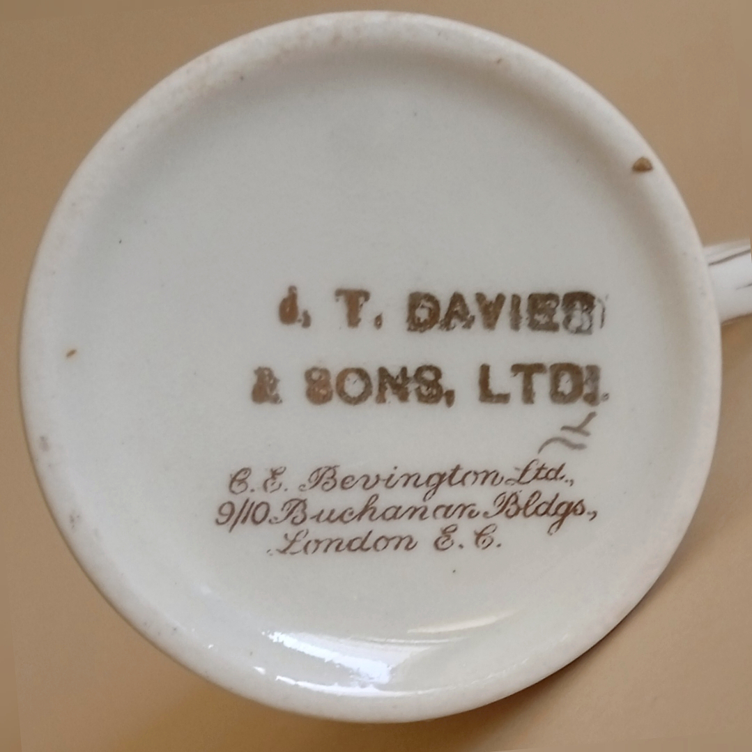 Taza y plato de café ingleses Alfred Meakin – vajilla hotelera histórica (ca. 1920) 4
