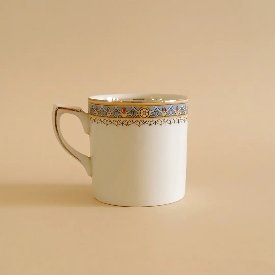 Taza y plato de café ingleses Alfred Meakin – vajilla hotelera histórica (ca. 1920) 7