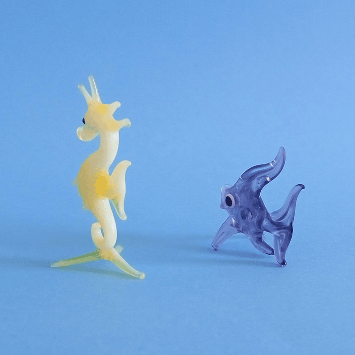 Figuras de cristal de Murano · caballito de mar y pez · años 70 6