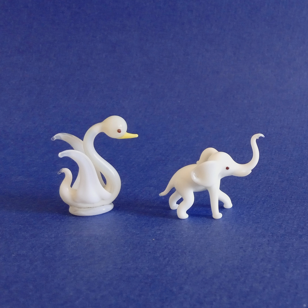 Figuras de cristal de Murano · cisne y elefante · años 70 5