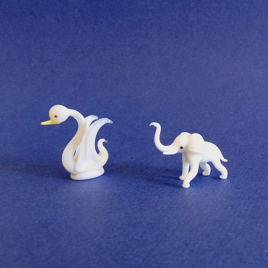 Figuras de cristal de Murano · cisne y elefante · años 70 1