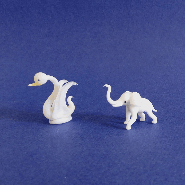 Figuras de cristal de Murano · cisne y elefante · años 70 1