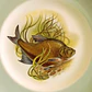 Par de platos decorativos europeos vintage · motivo de peces - Miniatura 5