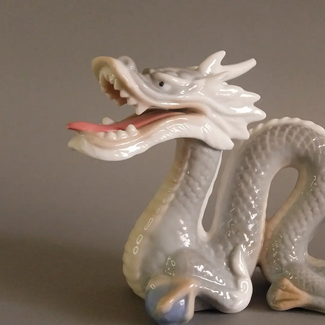 Pareja de dragones orientales de cerámica esmaltada - Japón 4