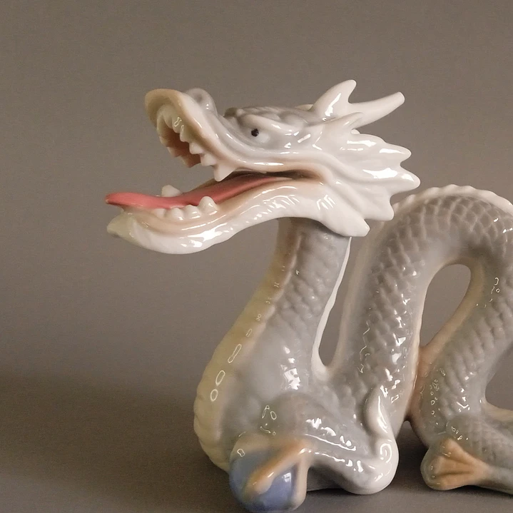 Pareja de dragones orientales de cerámica esmaltada - Japón 4