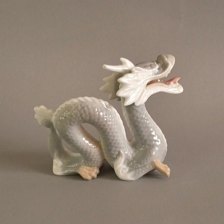 Pareja de dragones orientales de cerámica esmaltada - Japón 3