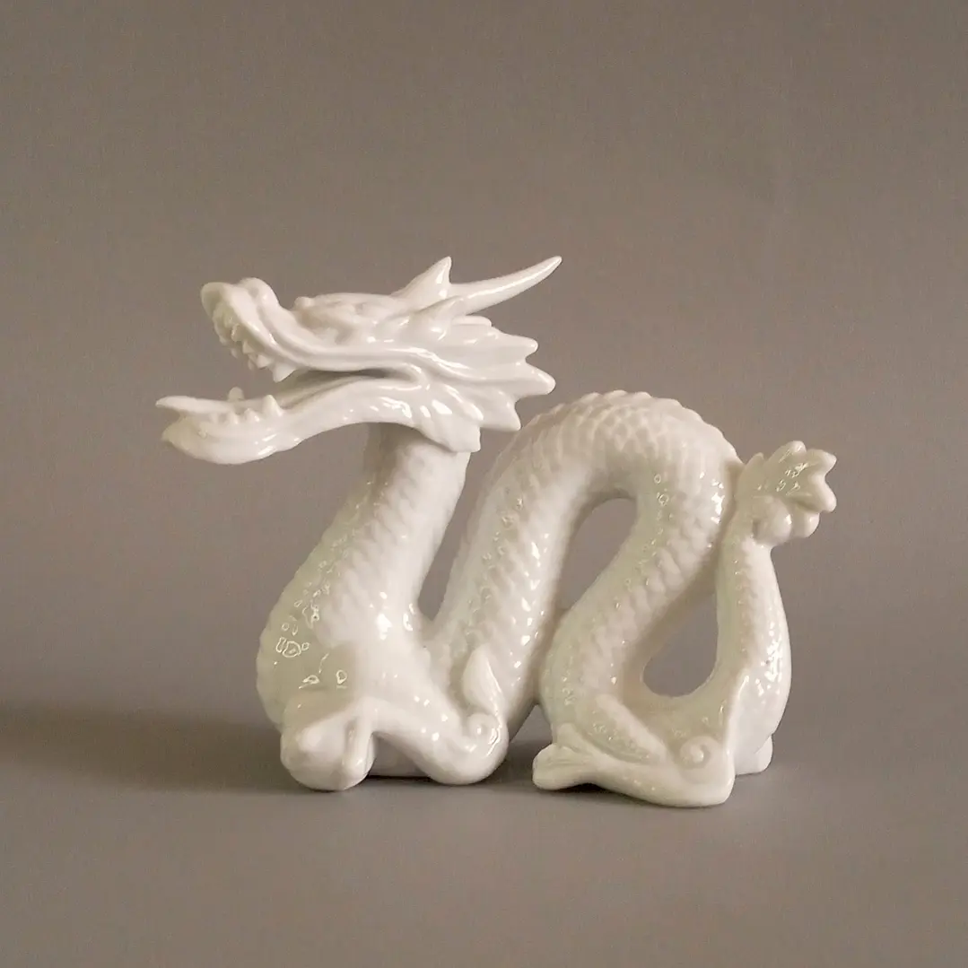 Pareja de dragones orientales de cerámica esmaltada - Japón 5