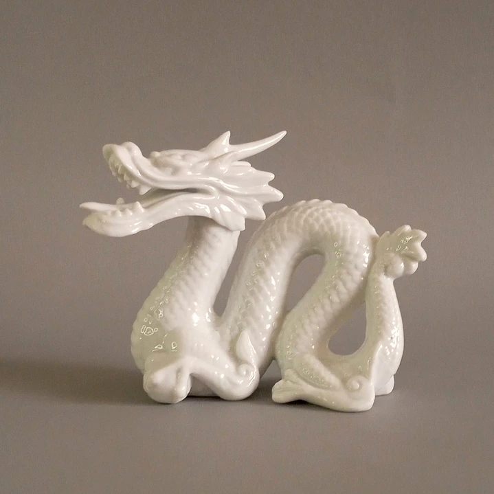 Pareja de dragones orientales de cerámica esmaltada - Japón 5