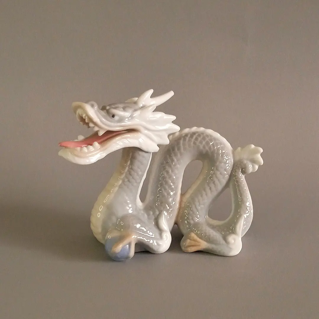 Pareja de dragones orientales de cerámica esmaltada - Japón 2