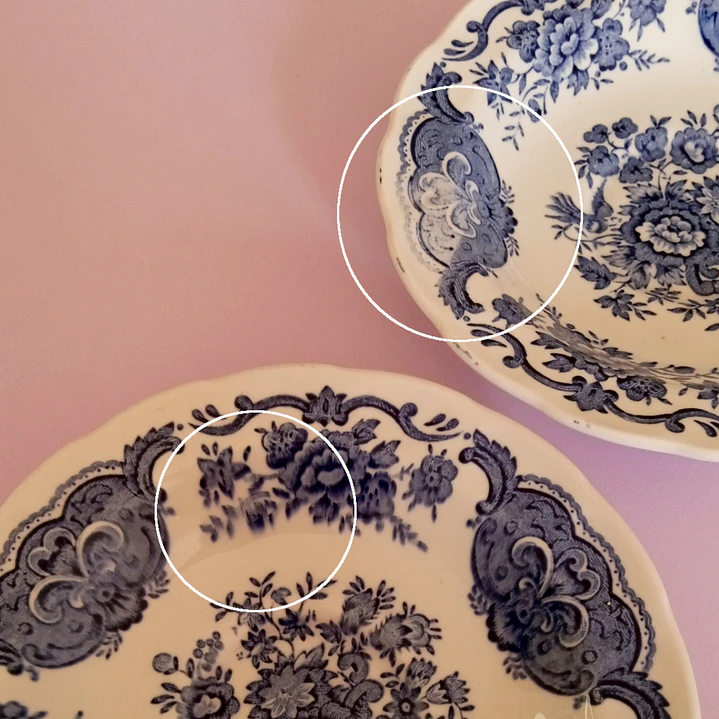 Juego de 6 platitos ingleses Ridgway “Windsor” azul 8